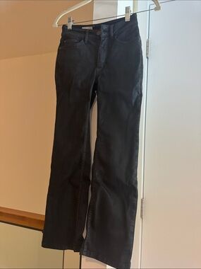Pilcro Women's Sleek Waxed Black Flare Jeans